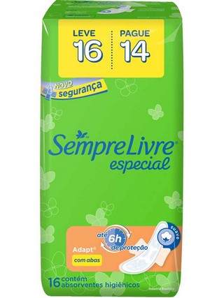 ABSORVENTE COM ABAS SEMPRE LIVRE C/16 ESPECIAL SUAVE