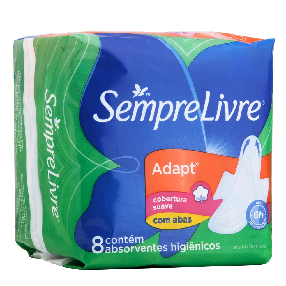 ABSORVENTE COM ABAS SEMPRE LIVRE C/8 ESPECIAL ADAPT SUAVE
