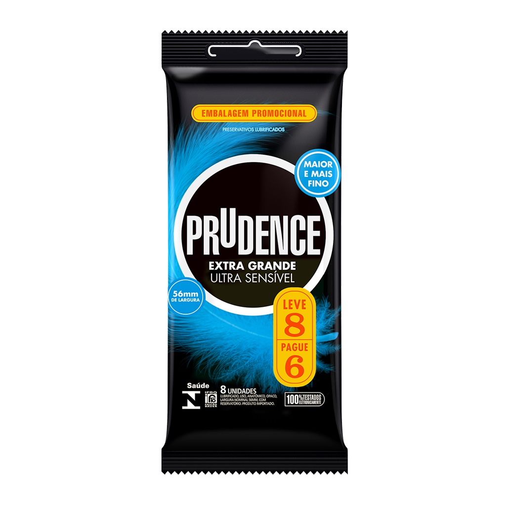 PRESERVATIVO PRUDENCE EXTRA GRANDE ULTRA SENSÍVEL LEVE 8 PAGUE 6