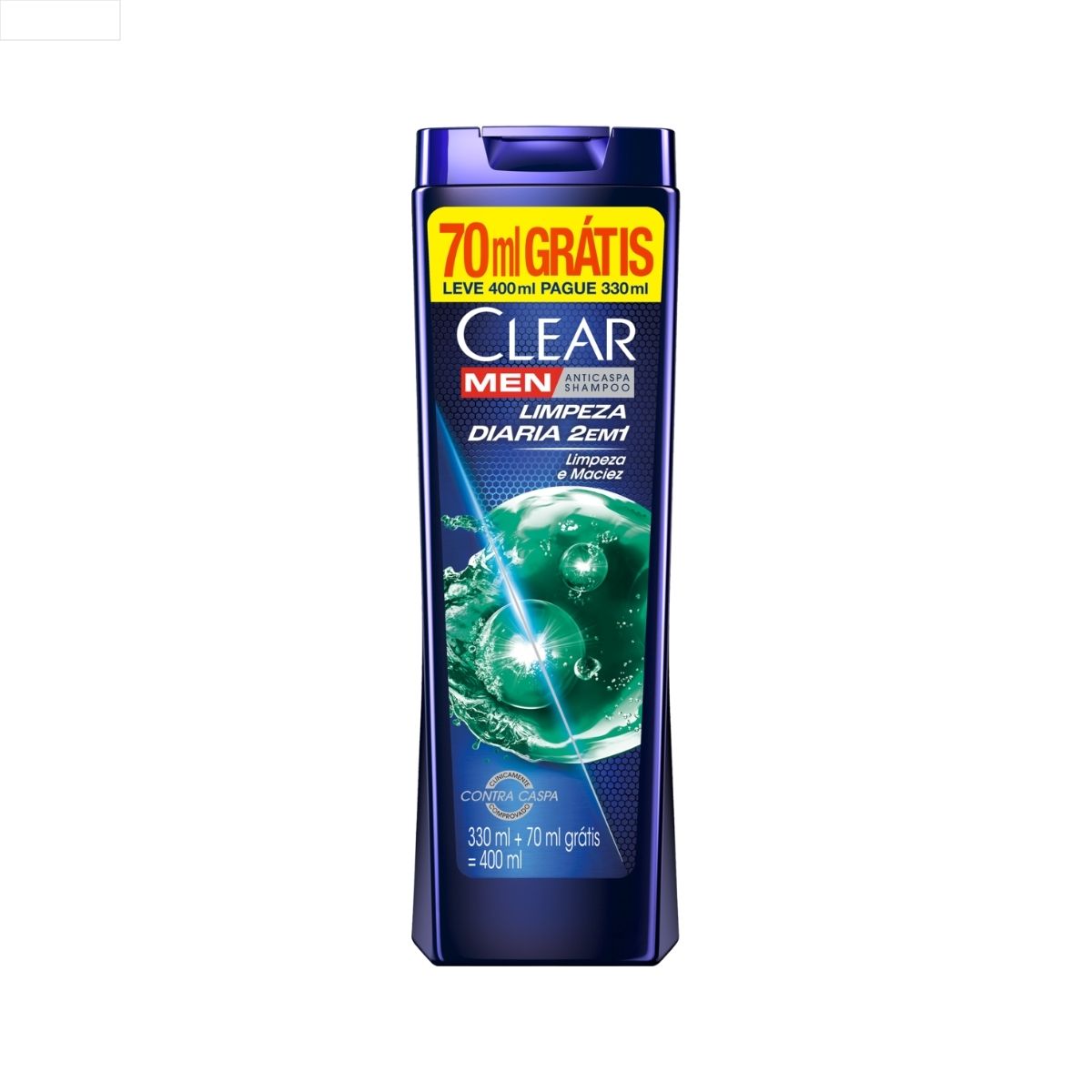SHAMPOO CLEAR 2 EM 1 LIMPEZA DIÁRIA 330ML GRATIS 70ML