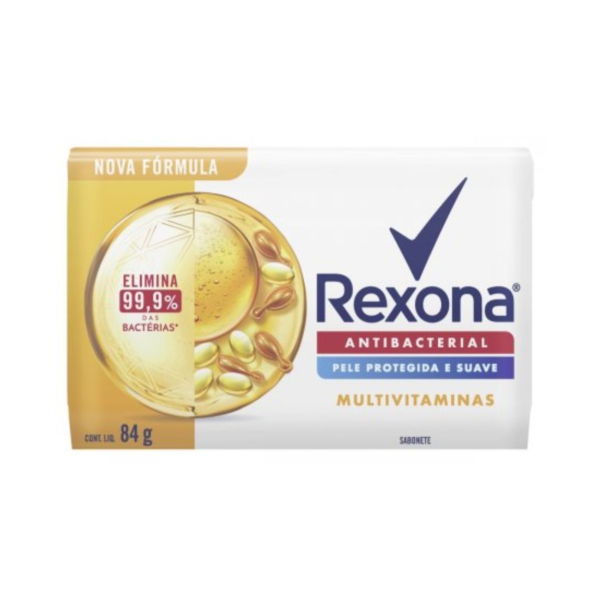 SABONETE BARRA ANTIBACTERIAL MULTIVITAMINAS REXONA ENVOLTÓRIO 84G