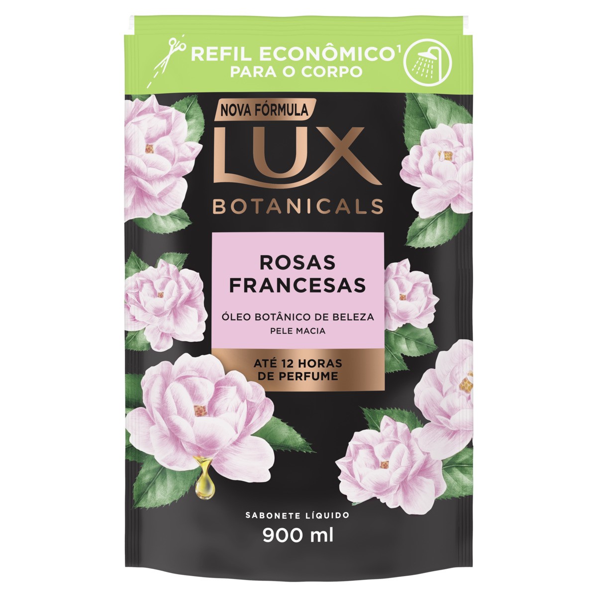 SABONETE LÍQUIDO ROSAS FRANCESAS LUX BOTANICALS SACHÊ 900ML REFIL ECONÔMICO