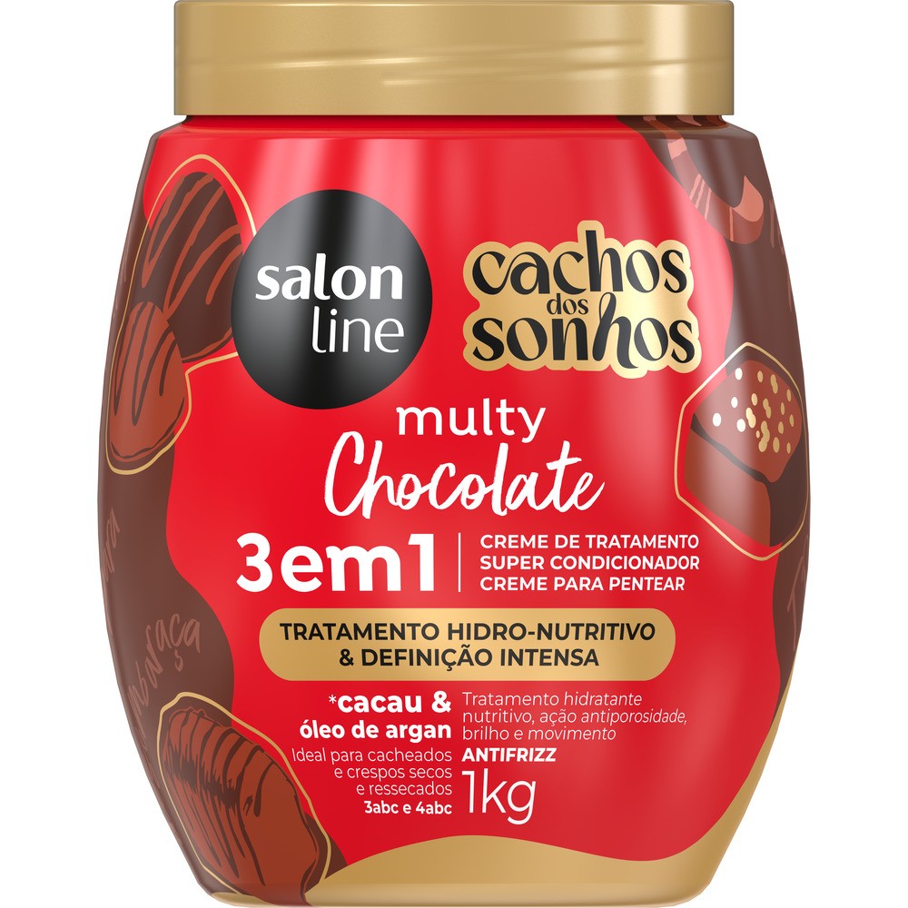 CACHOS DOS SONHOS CREME CONDICIONADOR CHOCOLATE 3 EM 1 MULTY 1KG