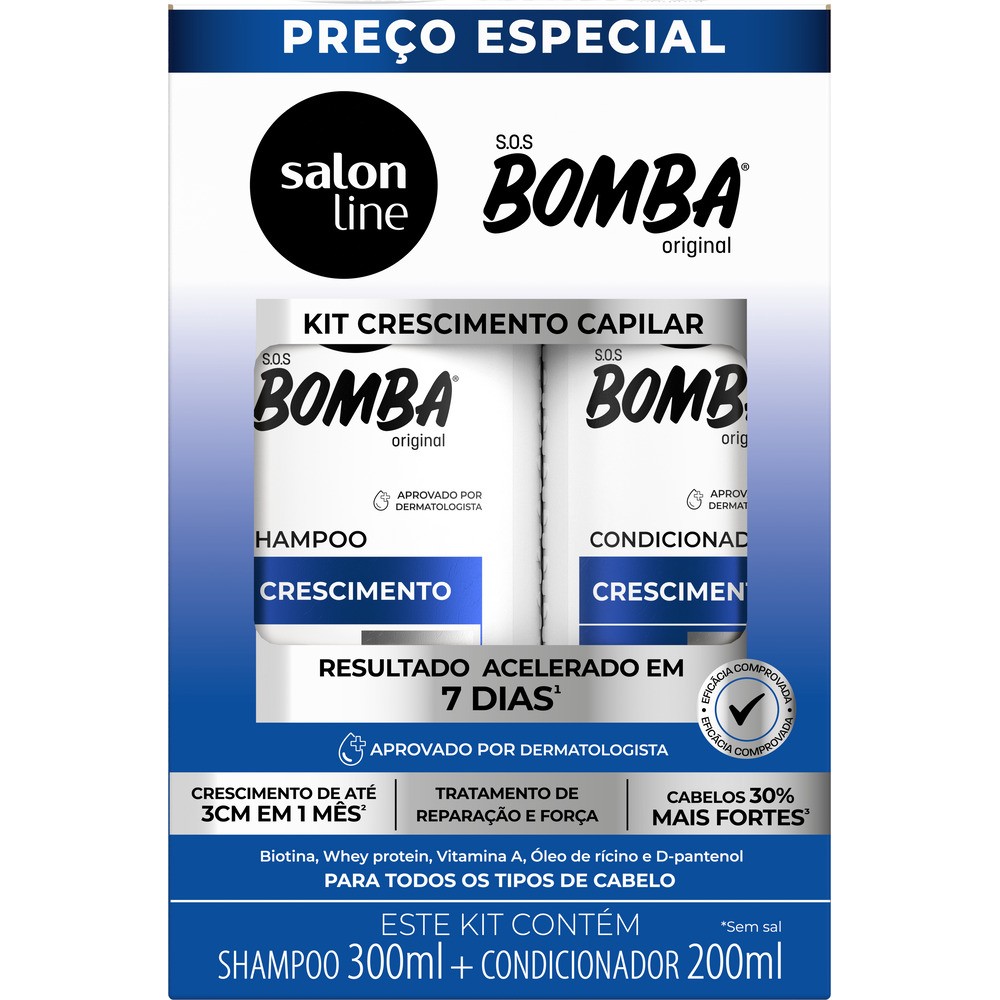 BOMBA KIT SHAMPOO 300ML + CONDICIONADOR 200ML ORIGINAL CRESCIMENTO