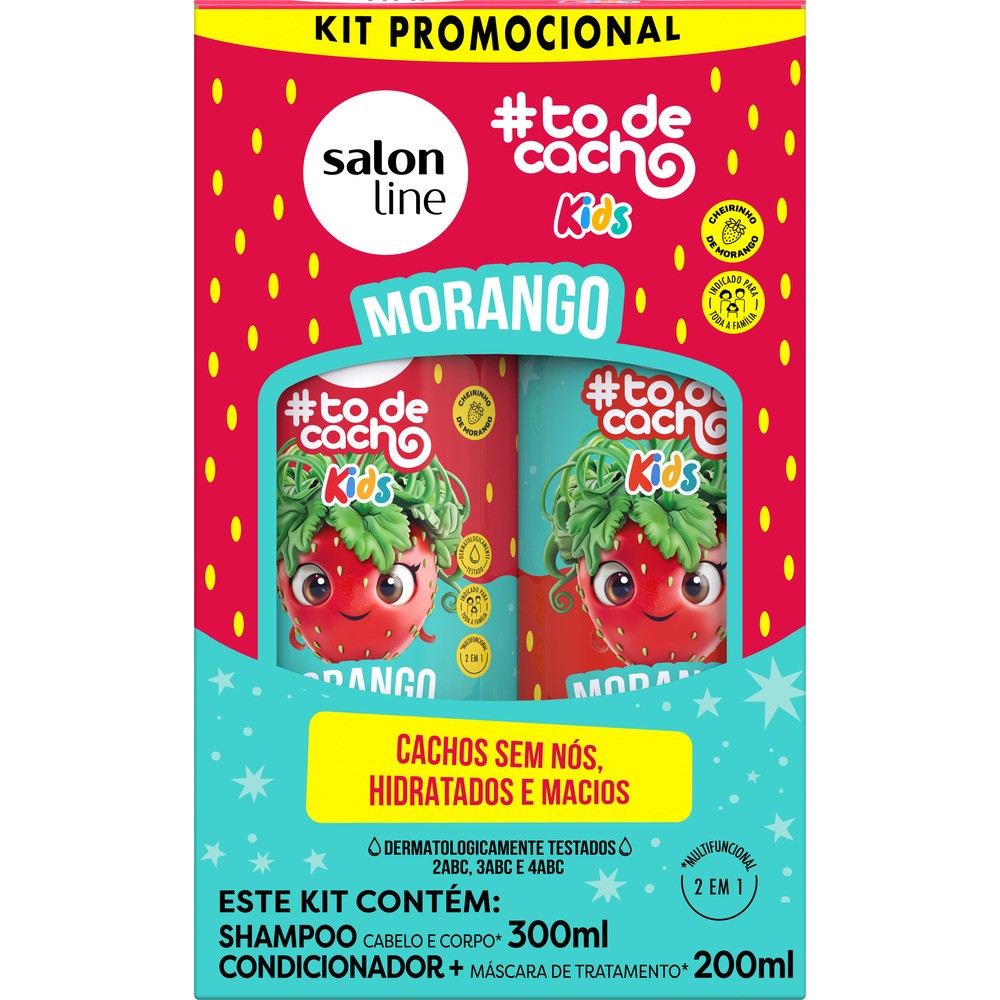 #TODECACHO KIT SHAMPOO 300ML + CONDICIONADOR 200ML MORANGO KIDS