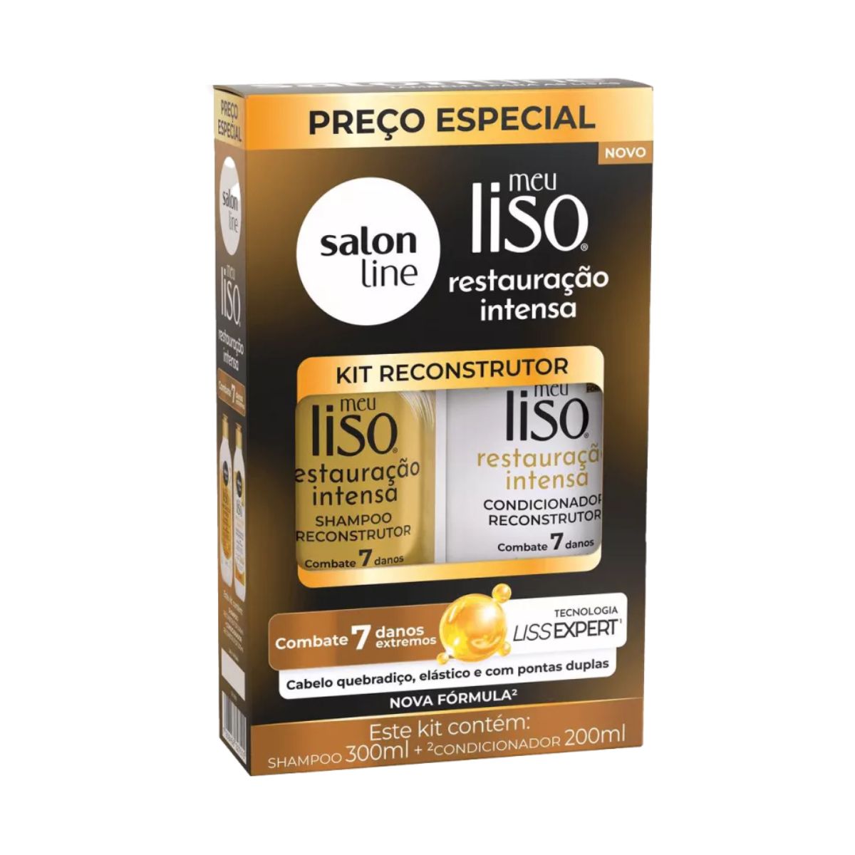 MEU LISO KIT SHAMPOO 300ML + CONDICIONADOR 200ML RESTAURACAO INTENSA