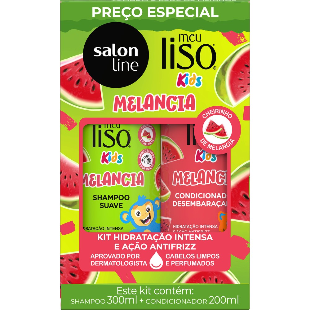 MEU LISO SHAMPOO 300ML + CONDICIONADOR 200ML MELANCIA KIDS