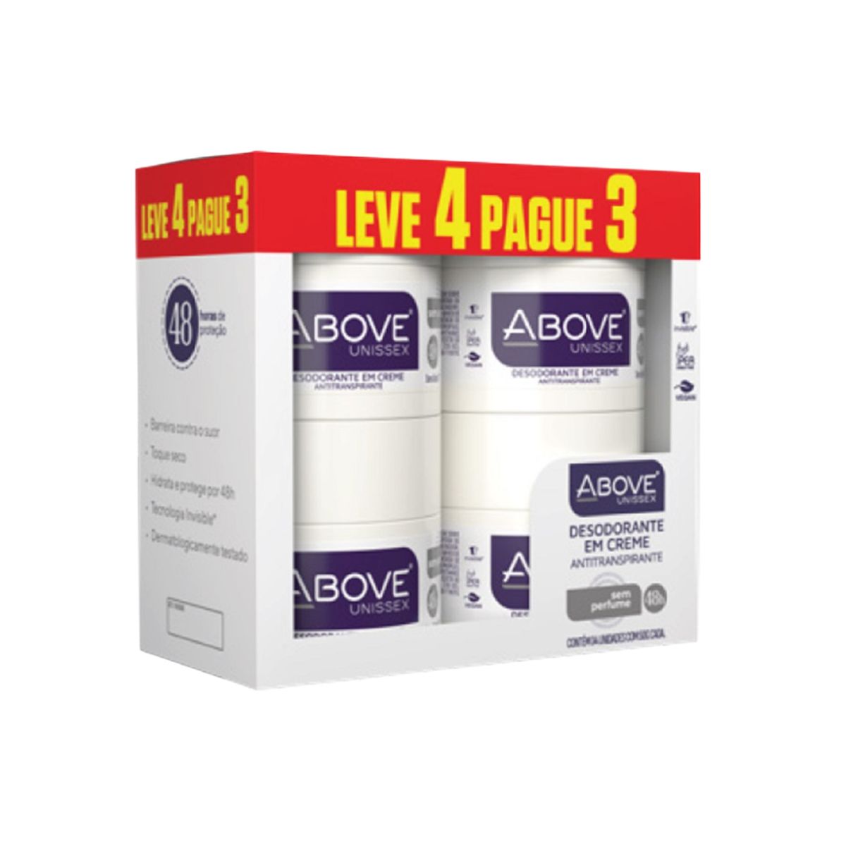 PACKS DEO ANT.CREME ABOVE S/PERFUME LEVE4 PAGUE3 50G 12UN