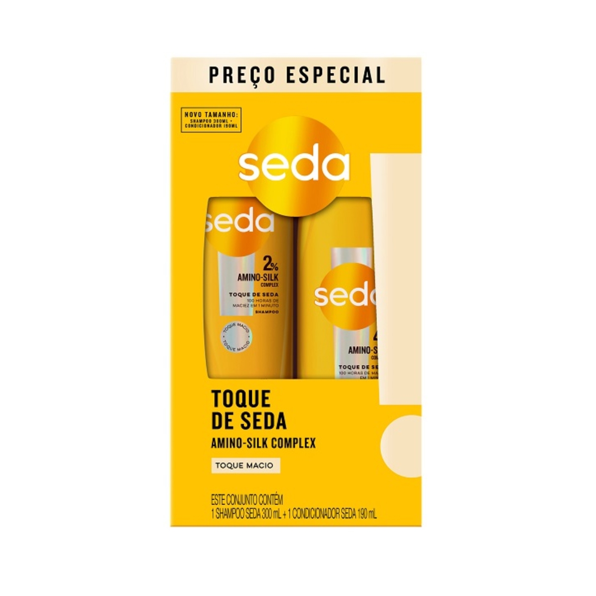 KIT SHAMPOO 300ML + CONDICIONADOR 190ML SEDA TOQUE DE SEDA