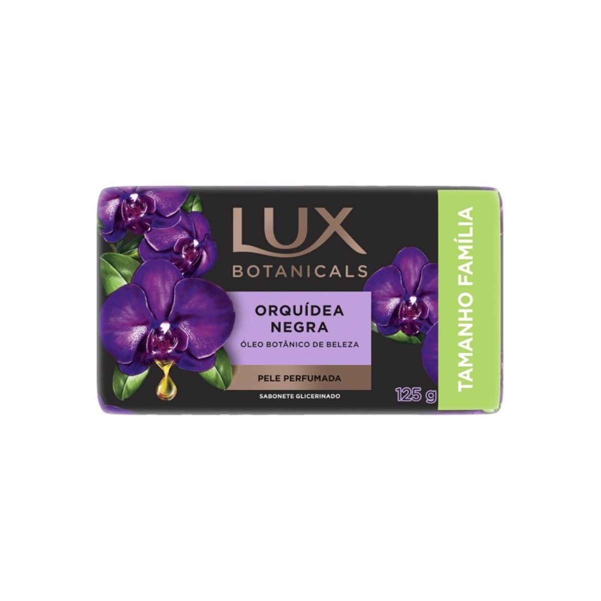 SABONETE BARRA DE GLICERINA ORQUÍDEA NEGRA LUX BOTANICALS ENVOLTÓRIO 125G TAMANHO FAMÍLIA