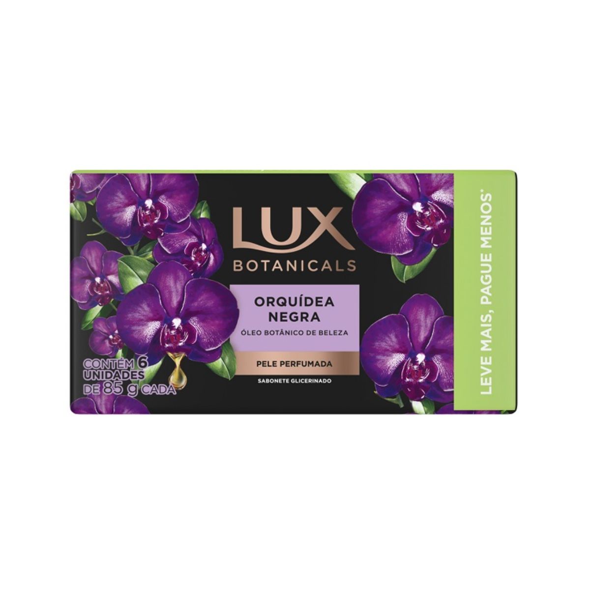 PACK SABONETE BARRA DE GLICERINA ORQUÍDEA NEGRA LUX BOTANICALS ENVOLTÓRIO 6 UNIDADES 85G CADA LEVE M