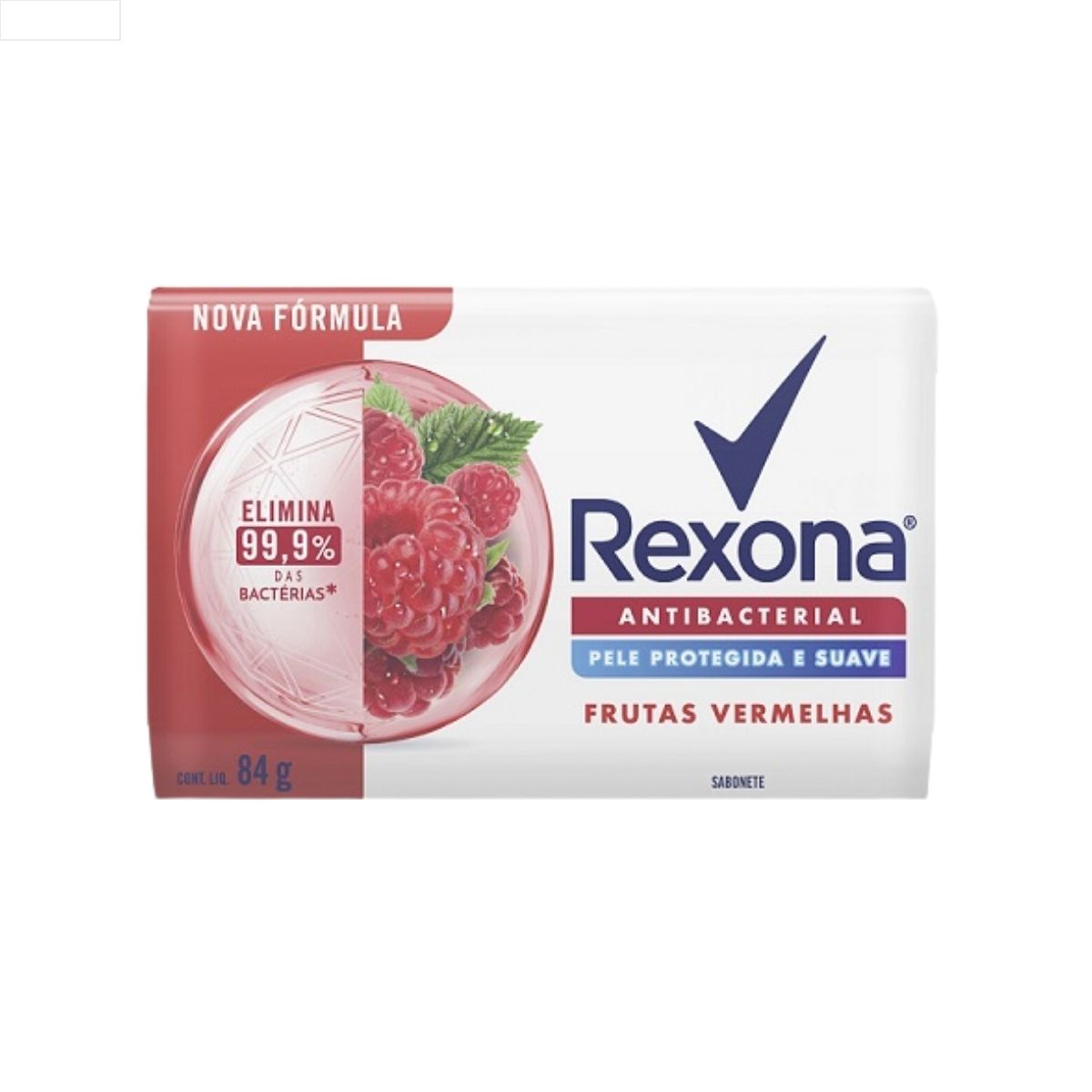 SABONETE BARRA ANTIBACTERIAL FRUTAS VERMELHAS REXONA ENVOLTÓRIO 84G