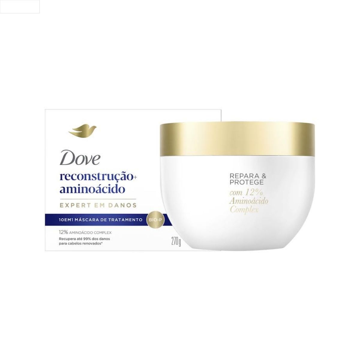MÁSCARA DE TRATAMENTO DOVE RECONSTRUÇÃO + AMINOÁCIDO CAIXA 270G