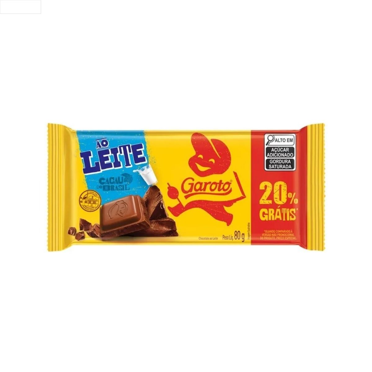 CHOCOLATE GAROTO AO LEITE 80G