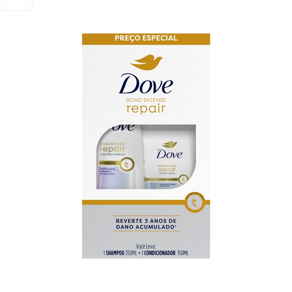KIT SHAMPOO 350ML + CONDICIONADOR 150ML DOVE BOND REPAIR + PEPTÍDEO
