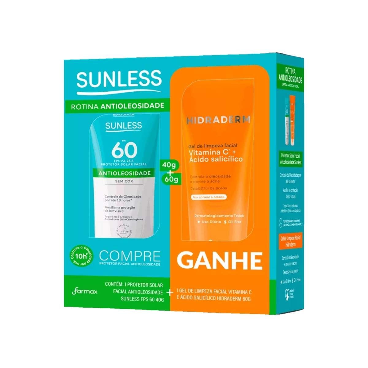 KIT SUNLESS ANTIOLEOSIDADE FPS 60 40G + GEL DE LIMPEZA 60G (6)