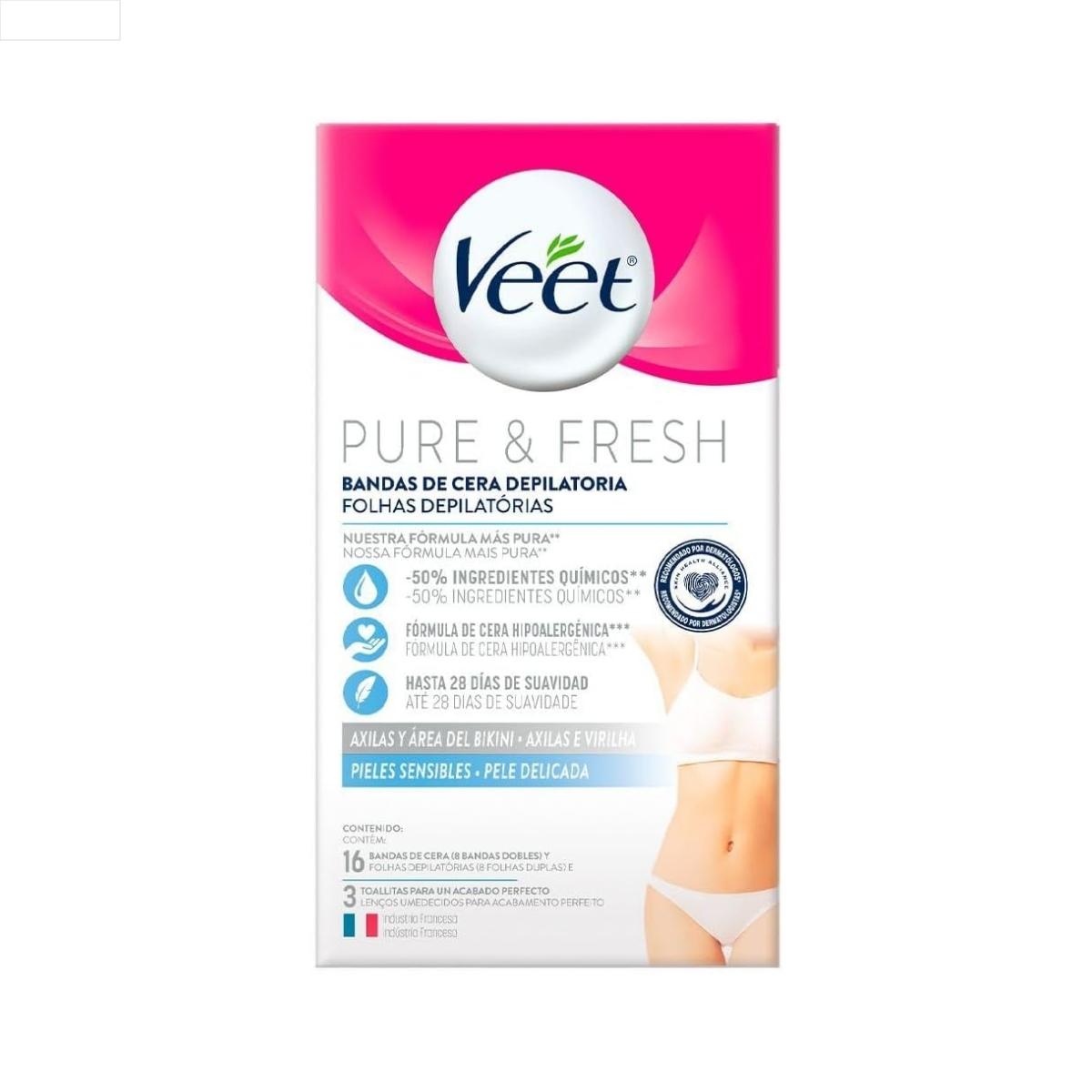 VEET CERA FACIAL PELE DELICADA PURE & FRESH 12 UM
