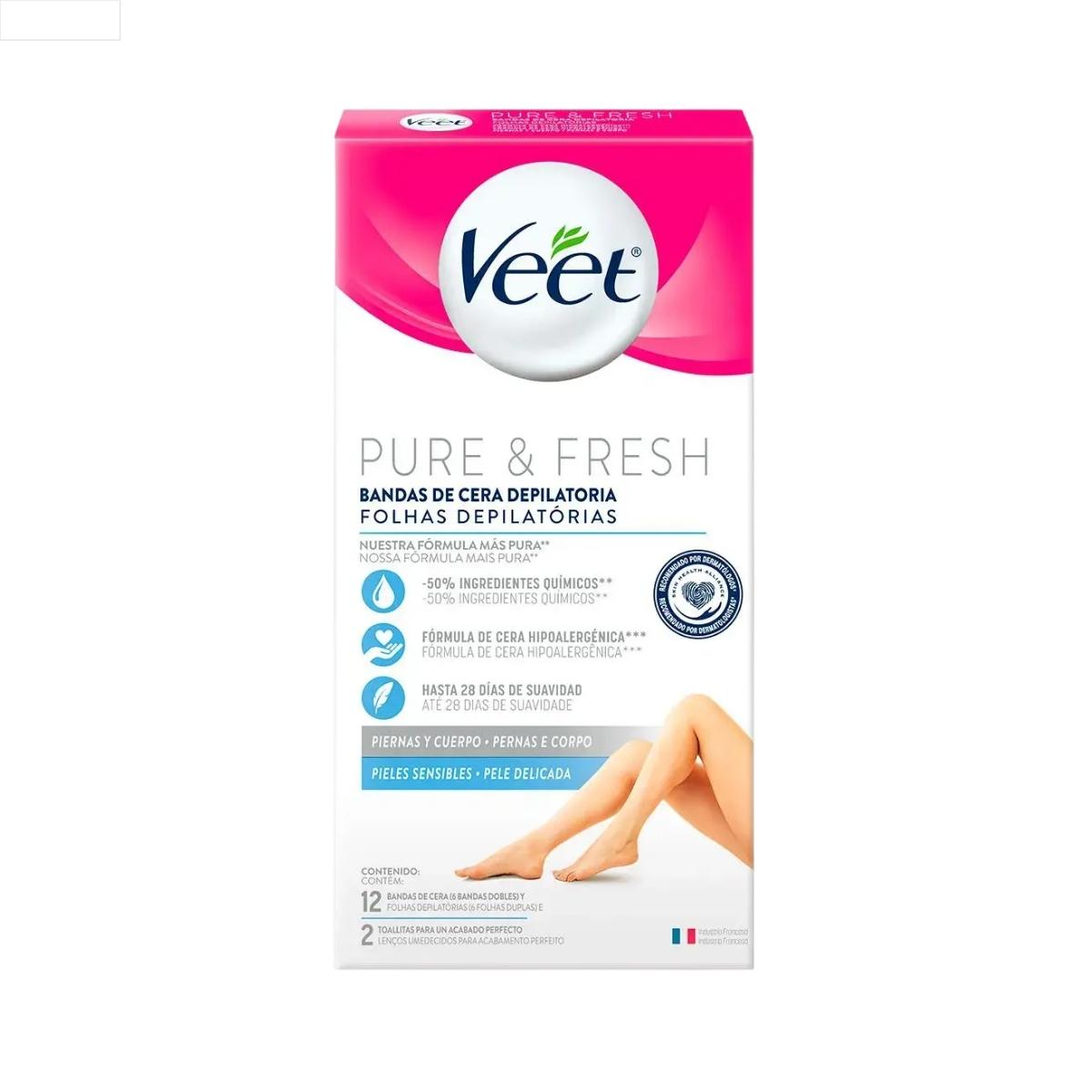 VEET CERA CORPORAL PELE DELICADA PURE & FRESH 12 UN