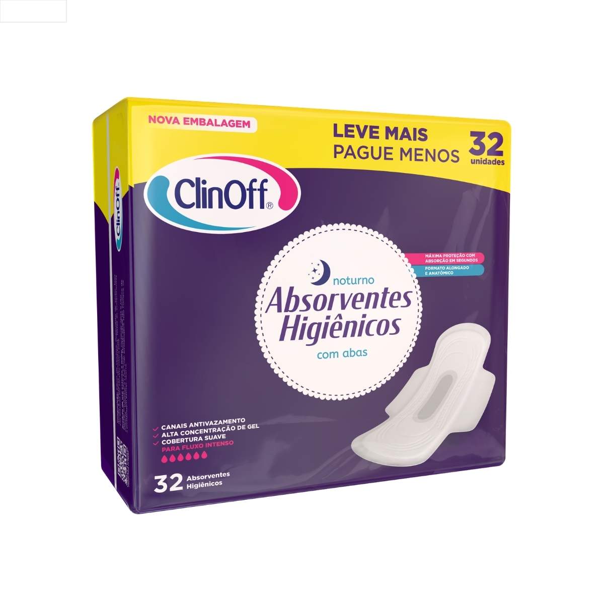 ABSORVENTE CLINOFF NOTURNO COM ABAS 12X32UN