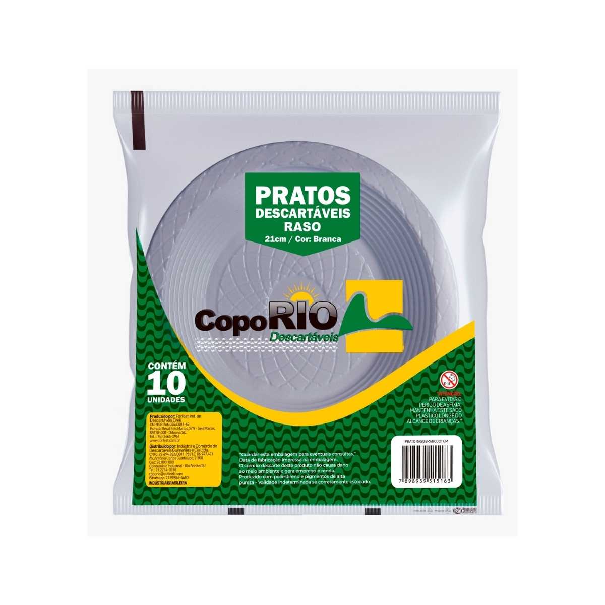 PRATO RASO BRANCO 21CM CX.250 UND