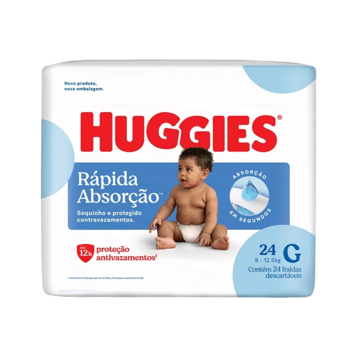 FRALDA INFANTIL HUGGIES C/24 TRIPLA PROTEÇÃO JUMBO G