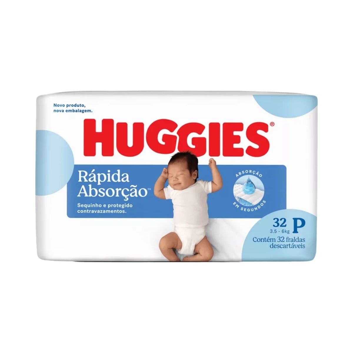 FRALDA INFANTIL HUGGIES C/32 TRIPLA PROTEÇÃO JUMBO P