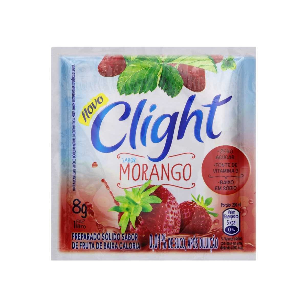 REFRESCO EM PÓ CLIGHT MORANGO 8G DISPLAY C/15 UNIDADES