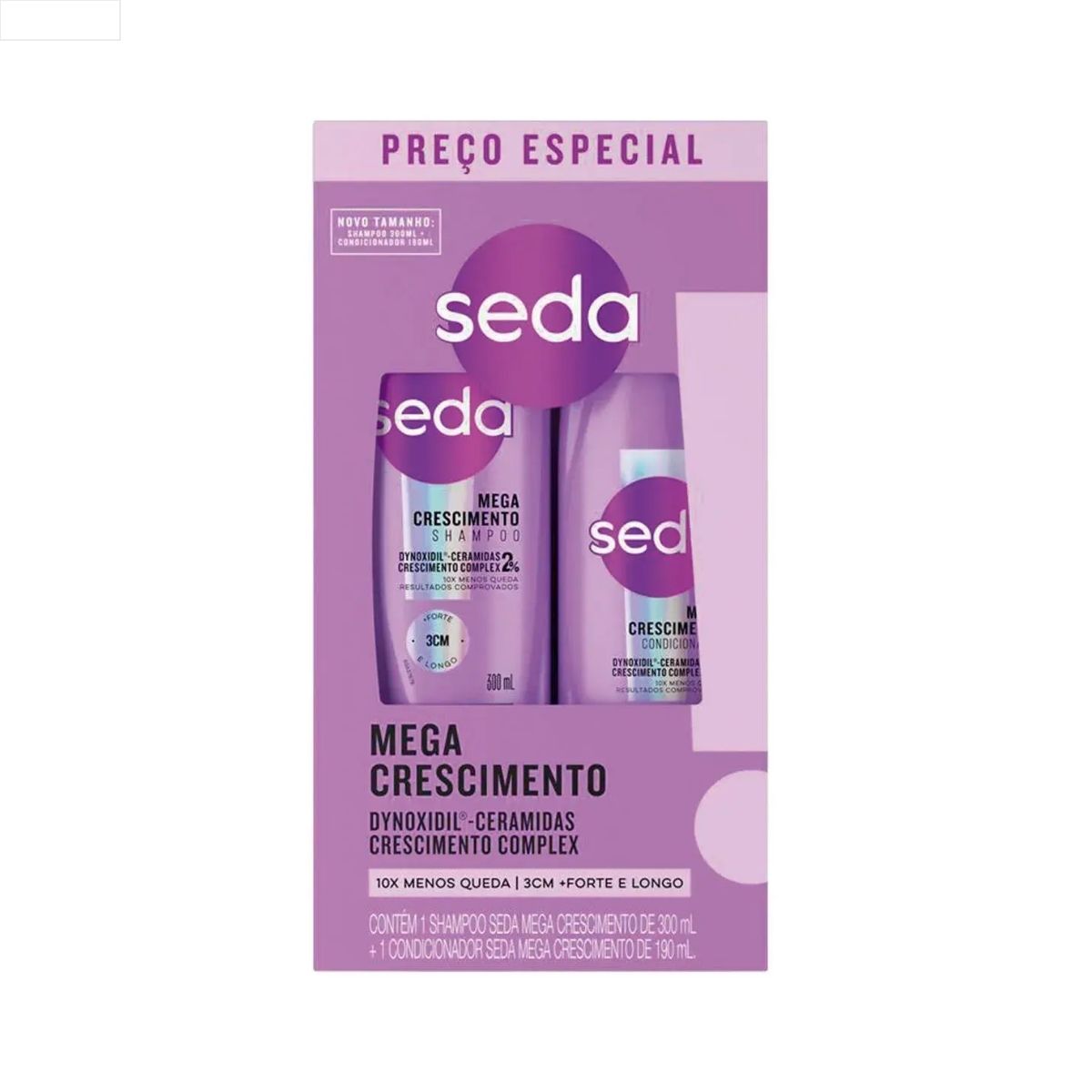 KIT SHAMPOO 300ML + CONDICIONADOR 190ML SEDA MEGA CRESCIMENTO