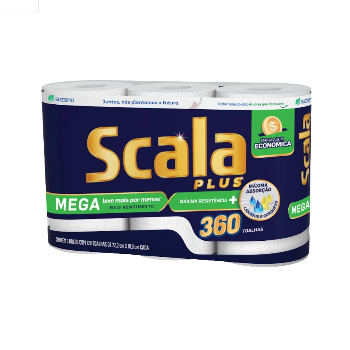 PAPEL TOALHA SCALA PLUS MEGA DISPLAY COM 3 UNIDADES CAIXA C/6