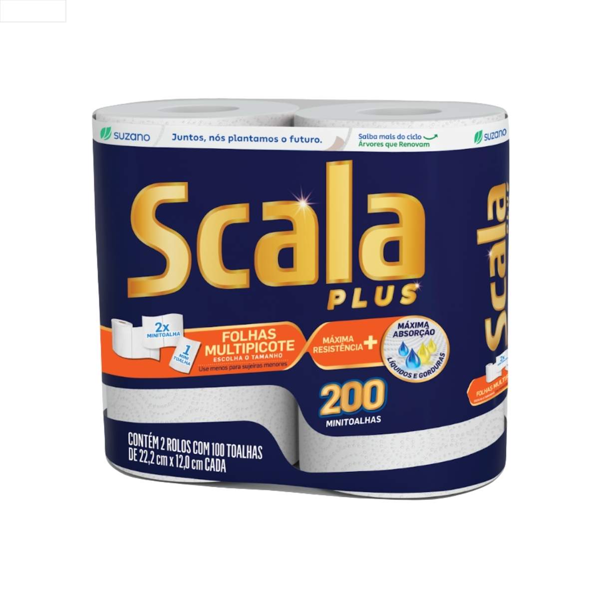 PAPEL TOALHA SCALA PLUS FOLHA DUPLA PICOTADO 2 UNIDADES CAIXA C/12