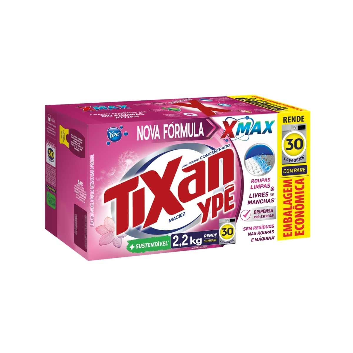 LAVA-ROUPAS PÓ CONCENTRADO MACIEZ TIXAN CAIXA 2,2KG EMBALAGEM ECONÔMICA