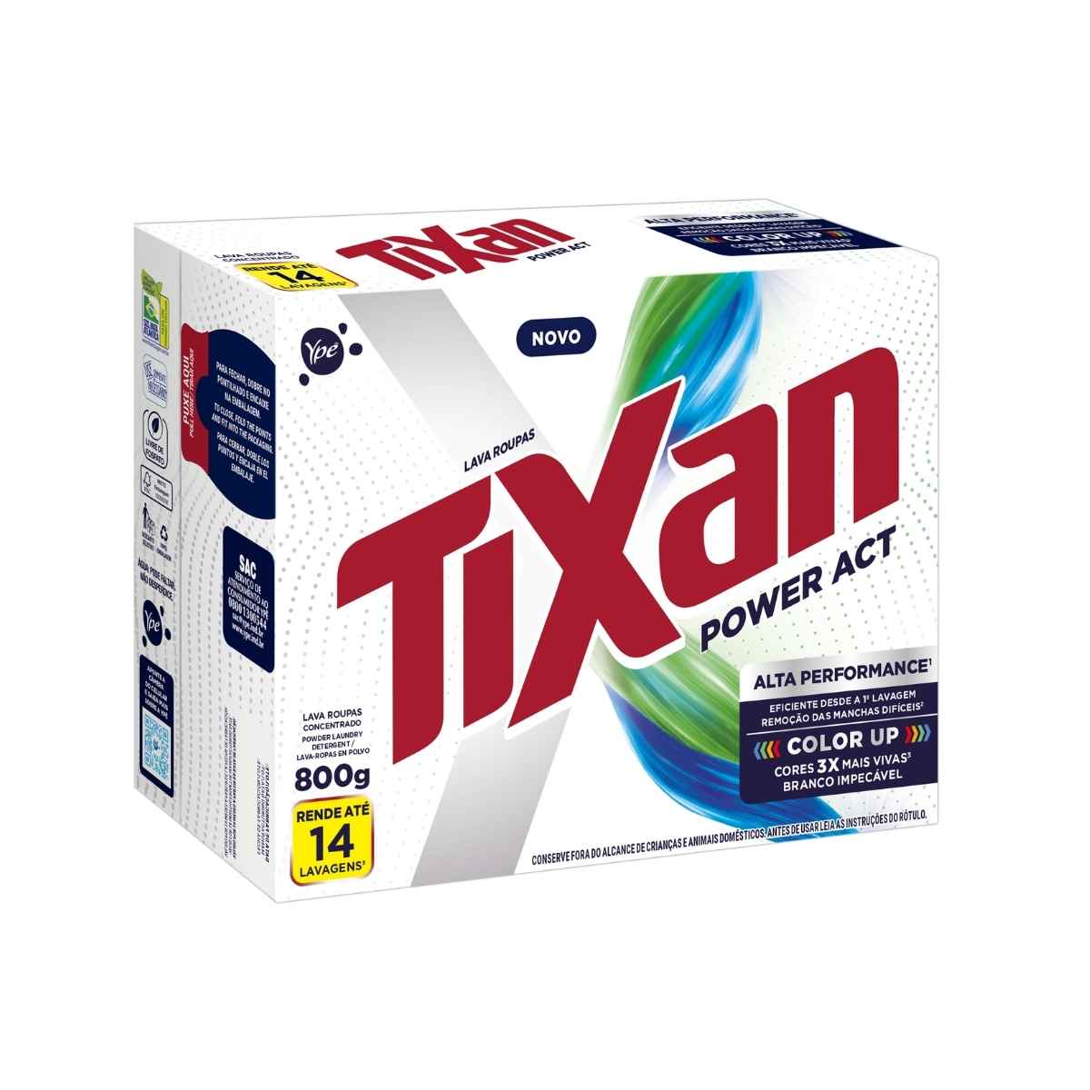 LAVA-ROUPAS PÓ CONCENTRADO TIXAN POWER ACT CAIXA 800G