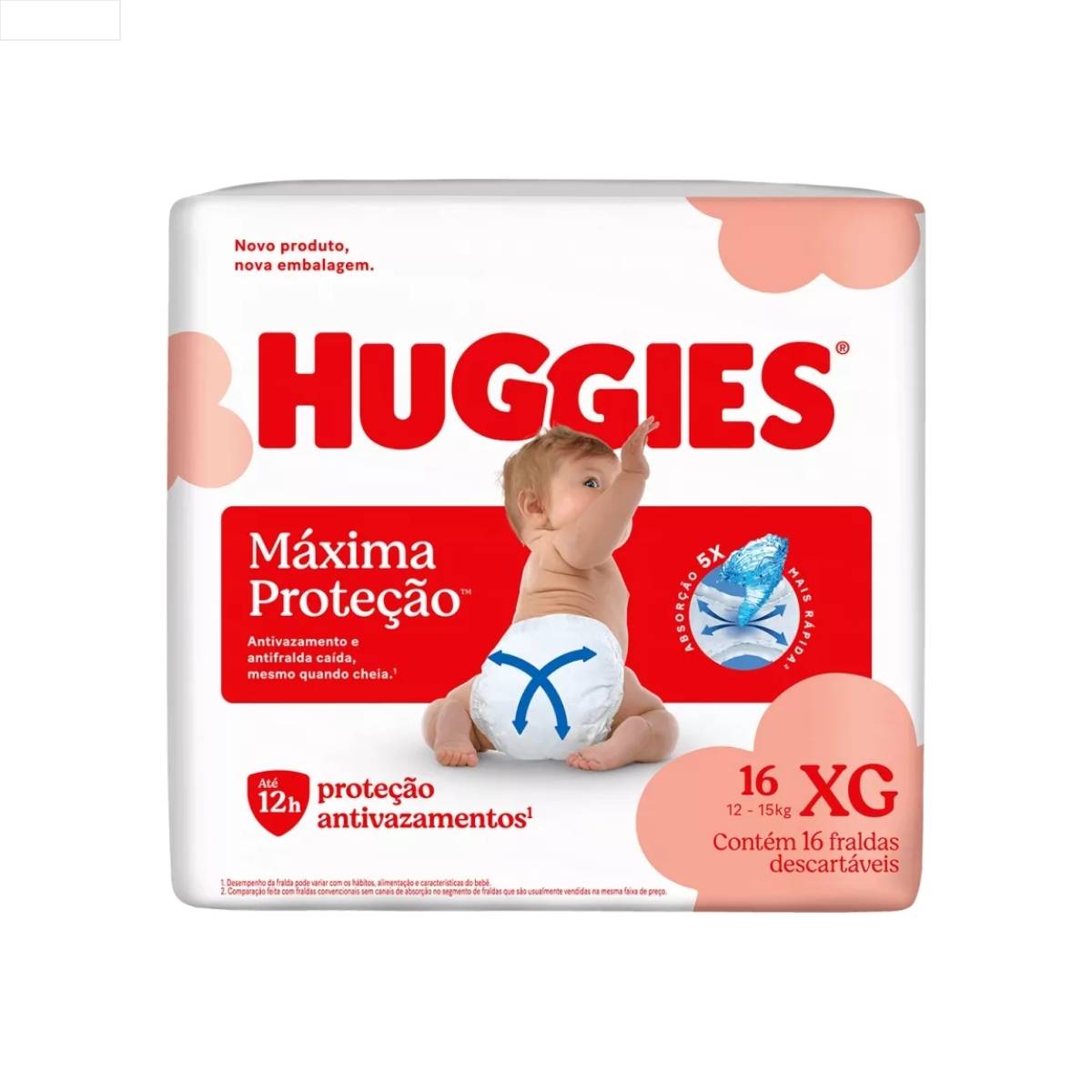 FRALDA INFANTIL HUGGIES C/16 SUPREME CARE JUMBO XG