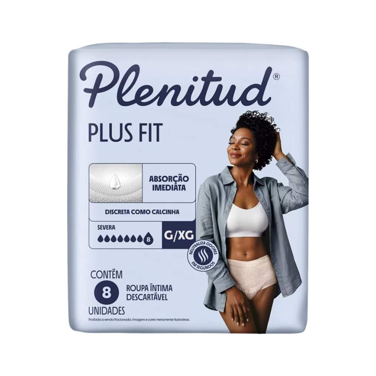 FRALDA GERIÁTRICA PLENITUD C/8 ACTIVE PLUS G/XG