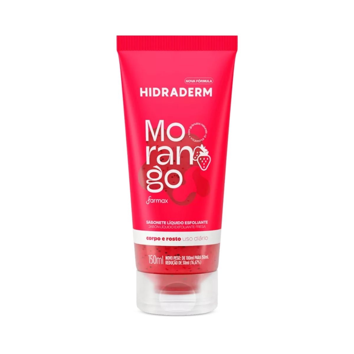 SABONETE LÍQUIDO ESFOLIANTE HIDRADERM MORANGO 150ML (6)