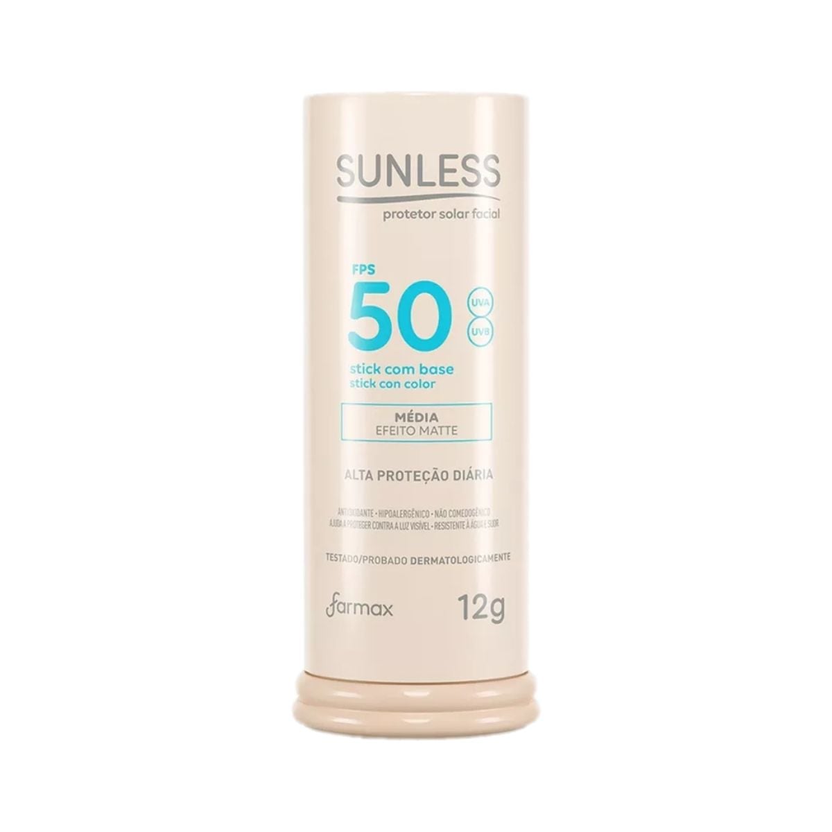 PROTETOR SOLAR FACIAL STICK SUNLESS COM COR BEGE MÉDIO 12G (12)