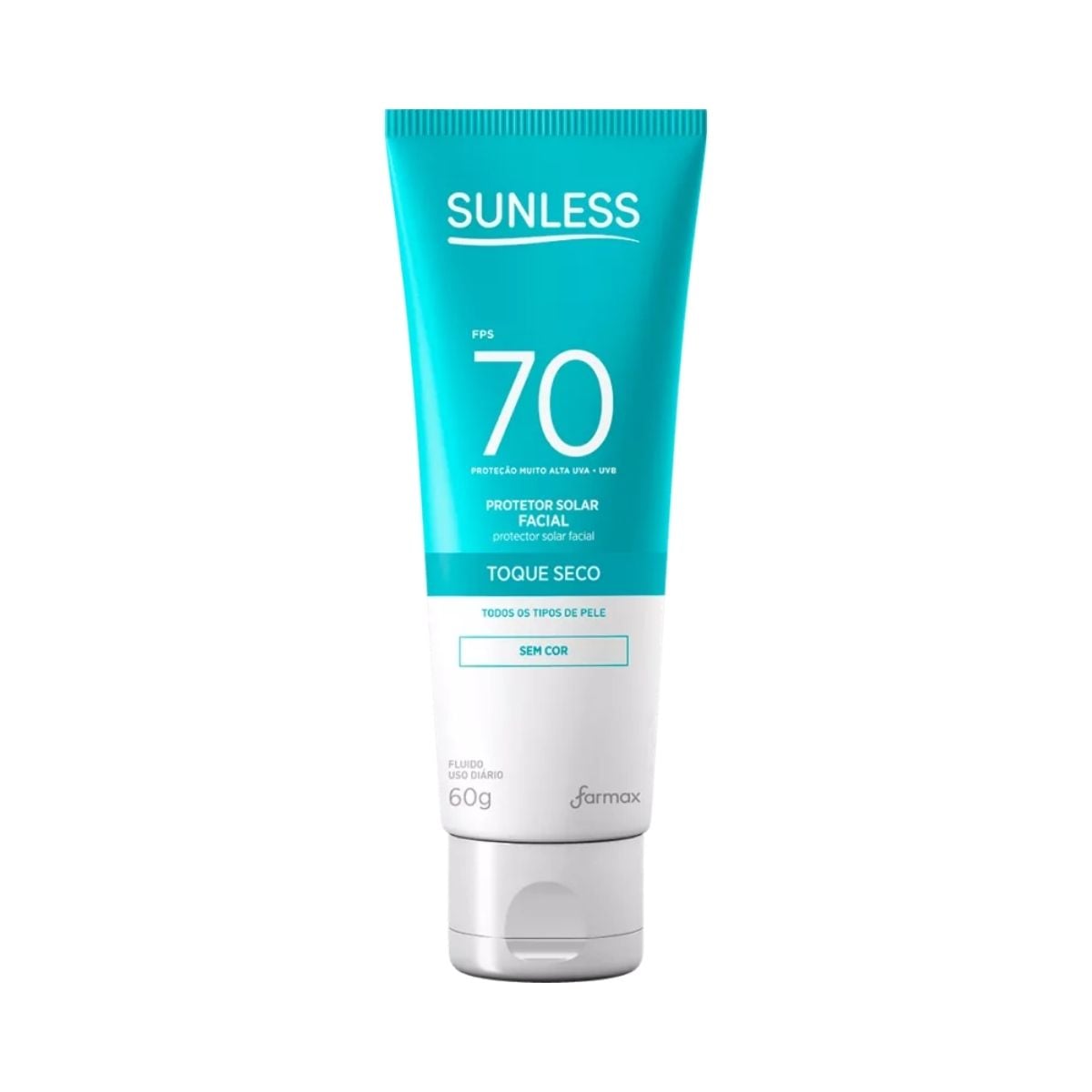 PROTETOR SOLAR FACIAL TOQUE SECO SUNLESS FPS 70 SEM COR 60G (12)