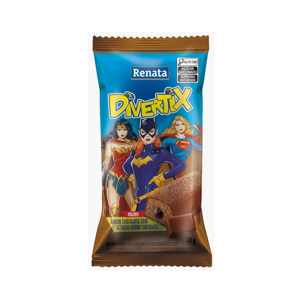 BOLINHO RENATA DIVERTIX CHOCOLATE COM RECHEIO DE CHOCOLATE 40G (40)