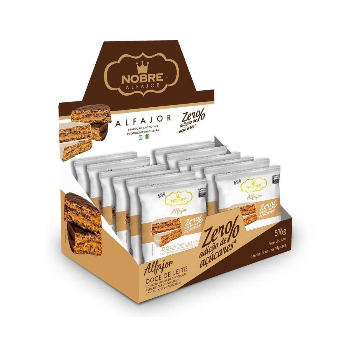 ALFAJOR NOBRE ZERO AÇÚCAR CHOCOLATE BRANCO 50G 12UN (6)