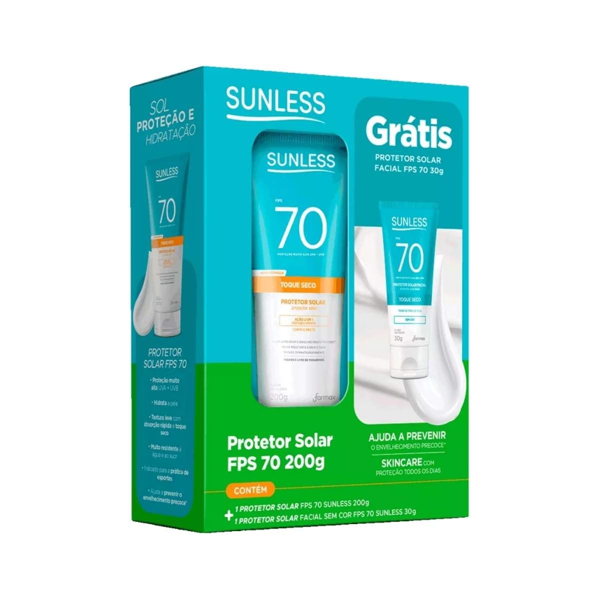 KIT PROTETOR SOLAR SUNLESS 200G FPS 70 + PROTETOR SOLAR FACIAL 30G (4)