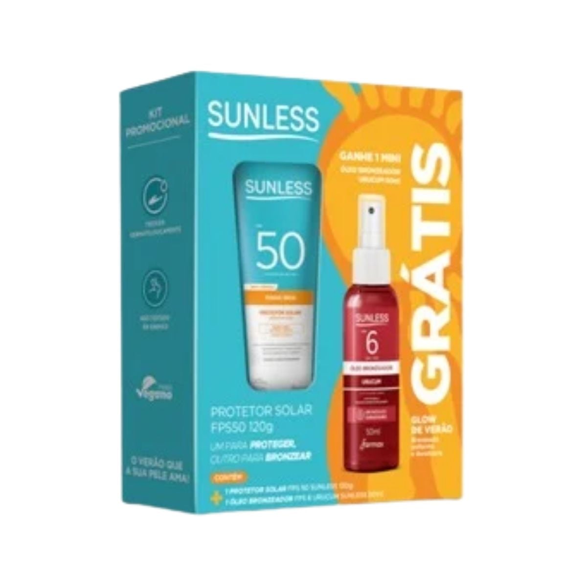 KIT PROTETOR SOLAR SUNLESS 120G FPS 50 + ÓLEO DE URUCUM 50ML (4)